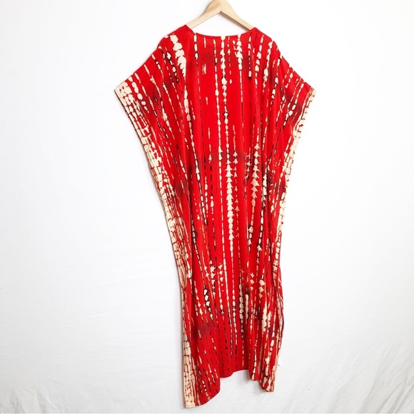 Kaften red/tan bohemian Kaften lounge dress - Picture 3 of 7